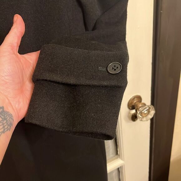 Talbots Petite Black Wool and Angora Rabbit Fur Blend Long Coat - Picture 3 of 16